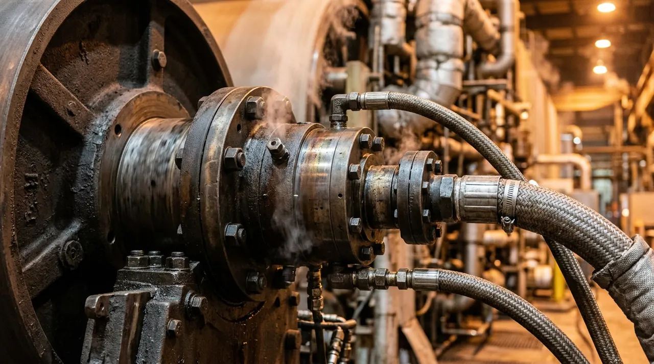 Rotary union with steam hoses on a paper machine dryer cylinder